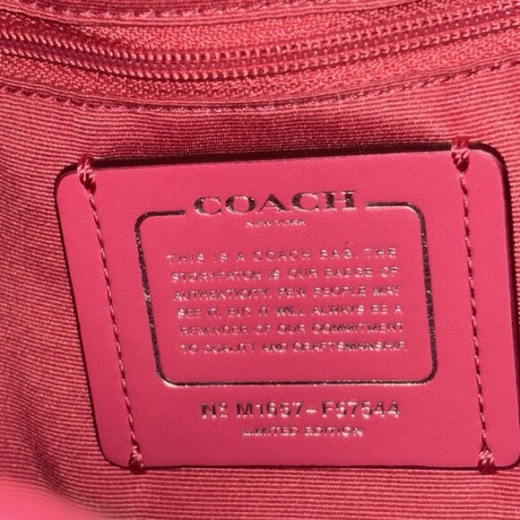 Coach Pink Petal Bag Leather Floral Mix Drawstring Bucket Bag Multicolor Tote - Picture 5 of 7